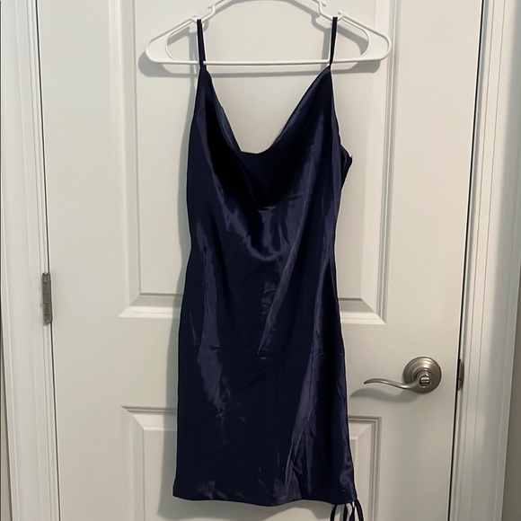 Blue Cowl Neck Adjustable Mini Dress 💖 - Picture 3 of 13